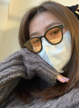 同款小脸lang橘黄色复古墨镜网红