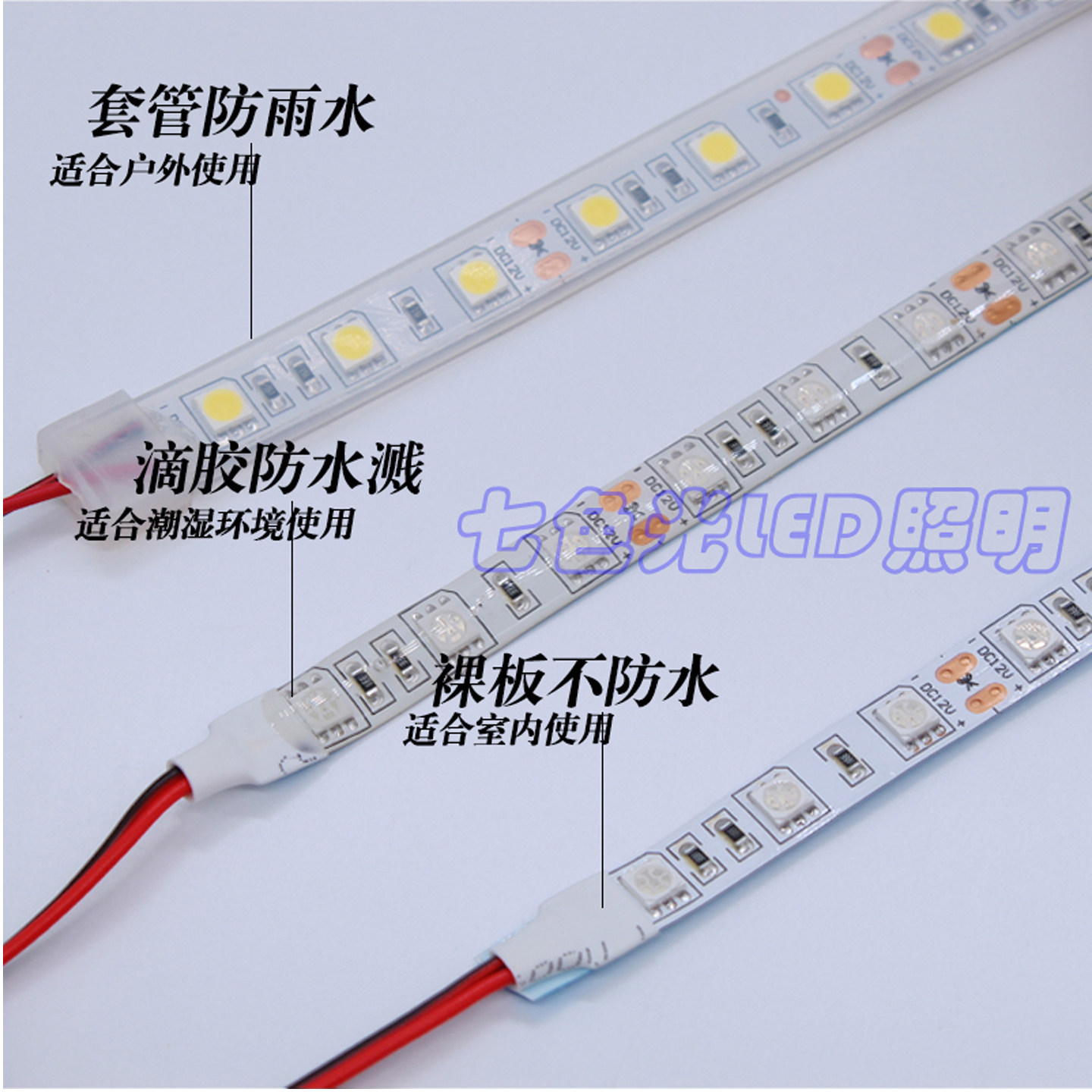 LED灯带12V5050低压裸板滴胶防水单色超高亮室内酒柜贴片吊顶灯带 - 图1