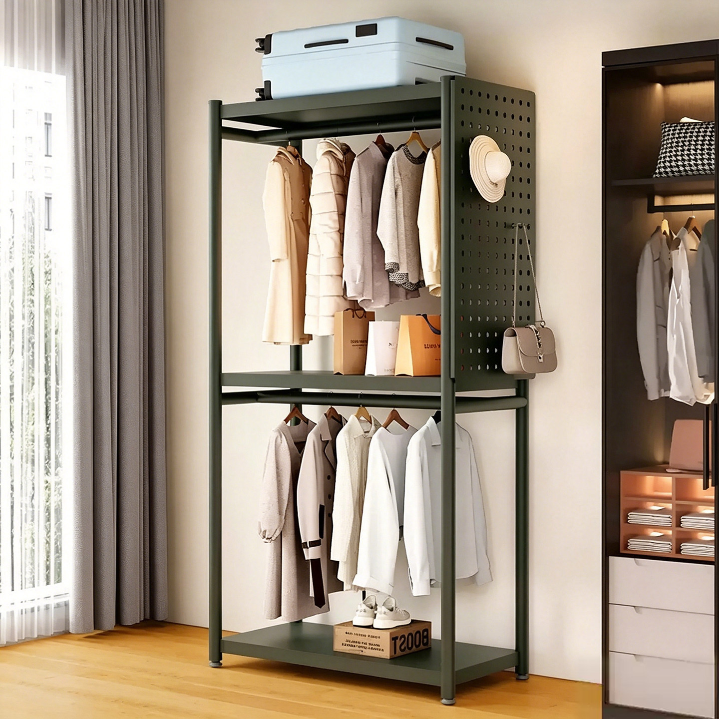 New hole board wardrobe front and rear dustproof