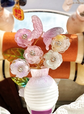 迷你小花瓶办公室书桌迷你袖珍摆件车载家居饰品mini田迷你水晶树