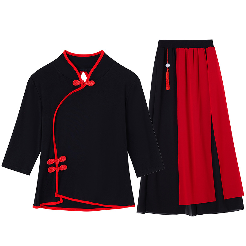 舞蹈练功服新品款女广场舞服装套装裙裤民族古典现代舞中长袖跳舞,淘宝优惠券,粉丝福利购,淘宝优惠卷