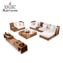 Tsukiji Guest Hall Furniture Mark Room Full Southeast Asian Wind Solid Wood Cloth Art sofa Three sets of tea table TV cabinet Composition