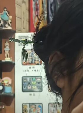 翡翠竹节发簪灵狐簪子上班族中国非遗大梦归离凤凰永夜星河岫玉