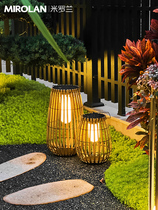 Solar Lamp Straw Terrace Lamp Outdoor Waterproof Meadow Light Villa Courtyard Garden Placement Ambience Lamp Room Exposed Table Lamp