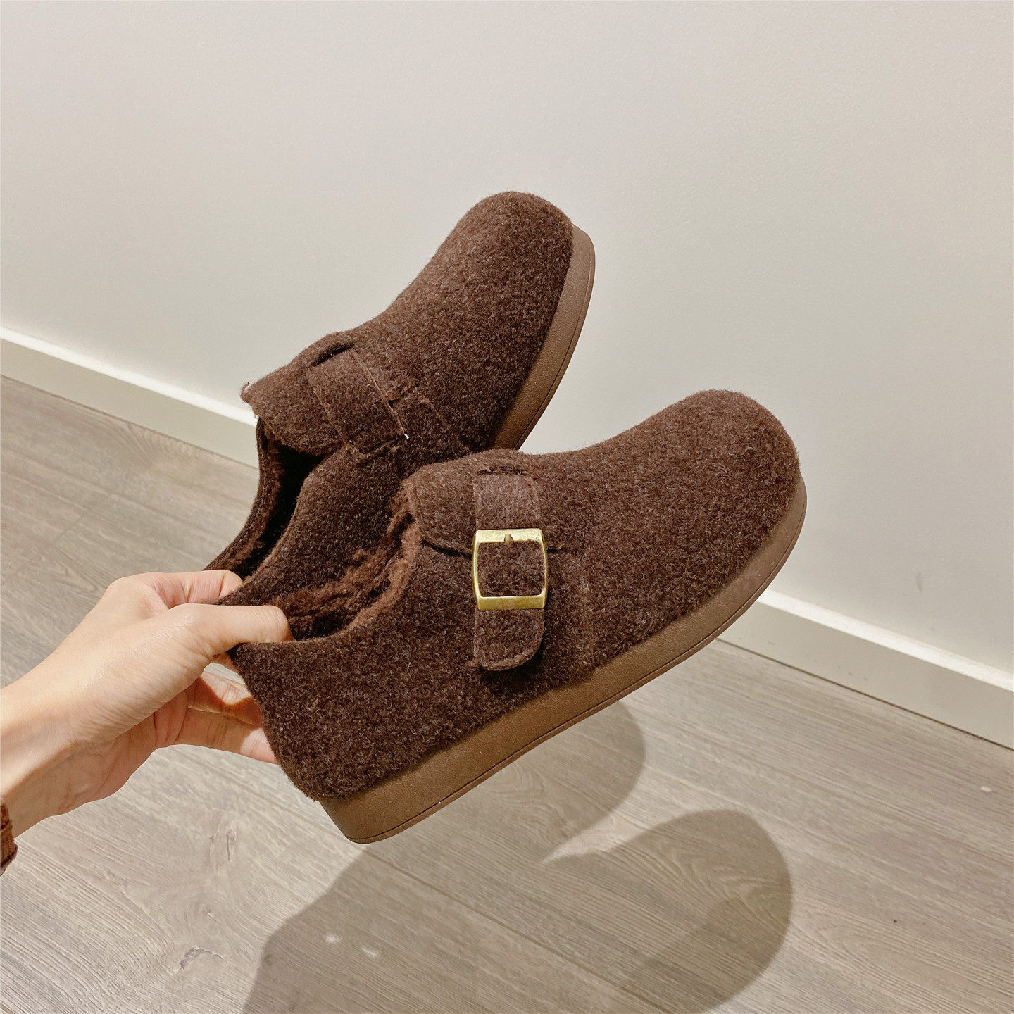 复古勃肯鞋毛毛鞋英伦风百搭单鞋女乐福鞋2025冬季新款加绒棉鞋女,淘宝优惠券,粉丝福利购,淘宝优惠卷