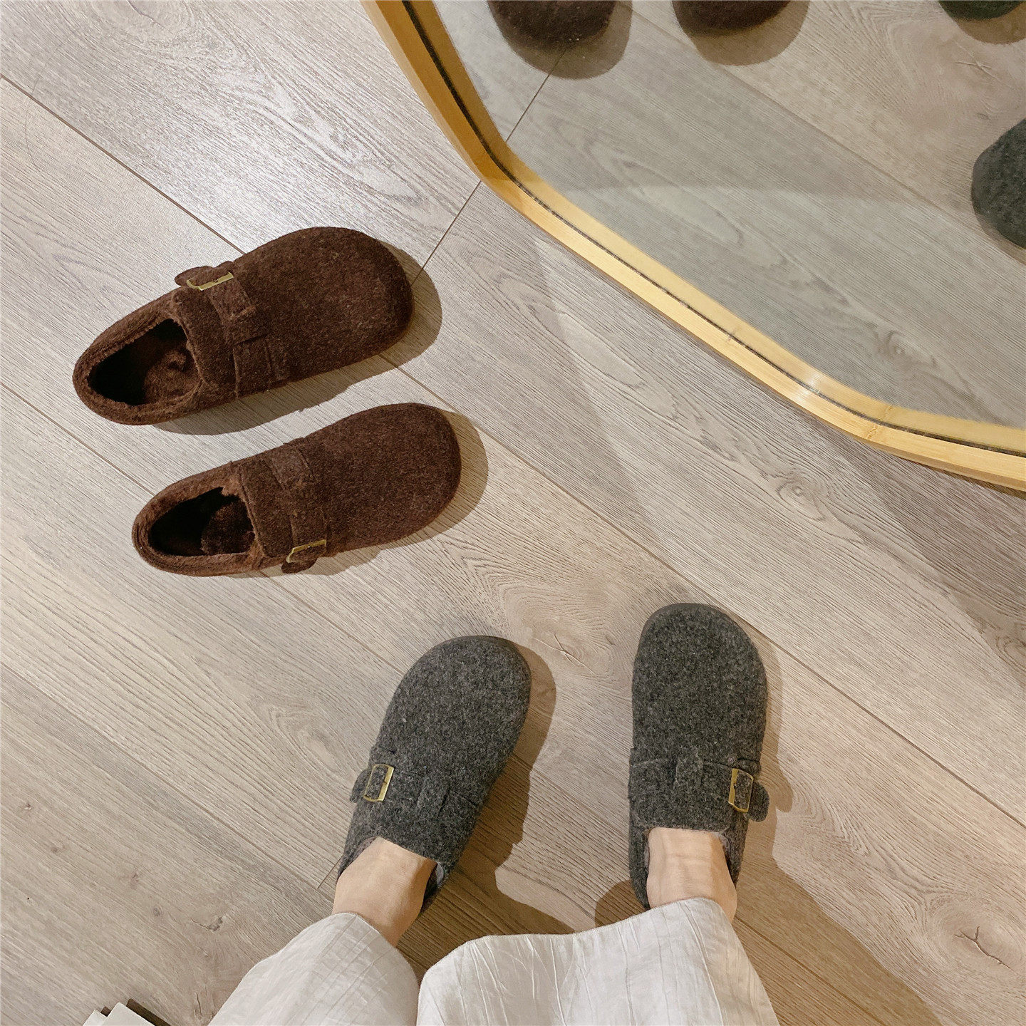 复古勃肯鞋毛毛鞋英伦风百搭单鞋女乐福鞋2025冬季新款加绒棉鞋女,淘宝优惠券,粉丝福利购,淘宝优惠卷