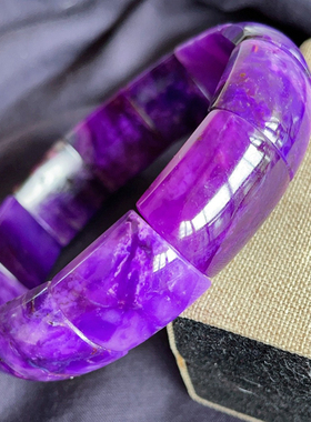 【藏品】果冻糖果桃红樱花舒俱来手排 皇家紫苏纪石手镯有证天然