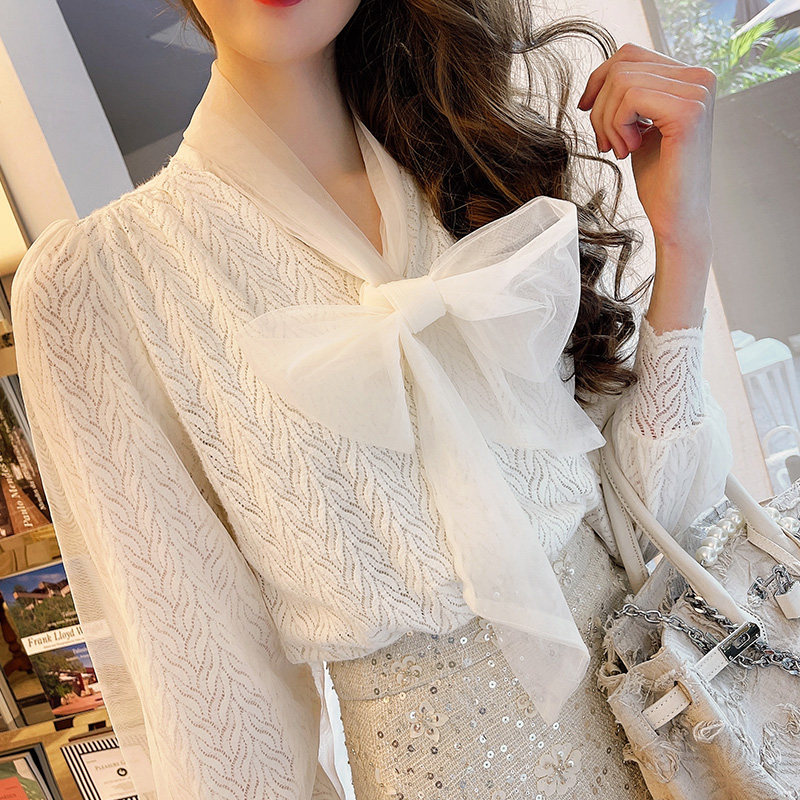 粉红大布娃娃新款气质网纱蕾丝衬衫 粉红大布娃娃蕾丝衫/雪纺衫