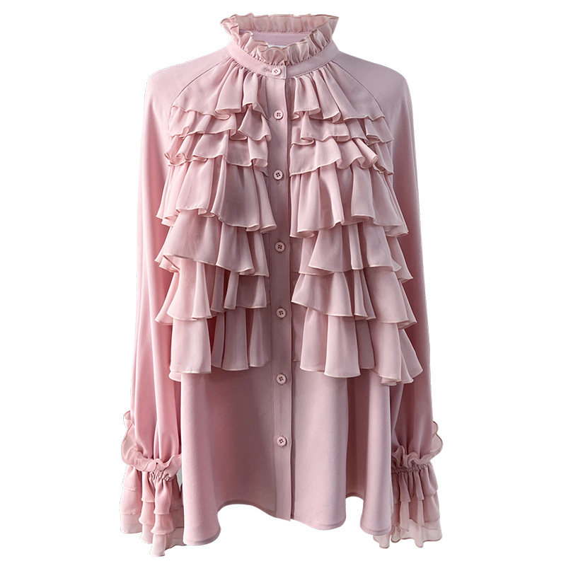  粉红大布娃娃蕾丝衫/雪纺衫