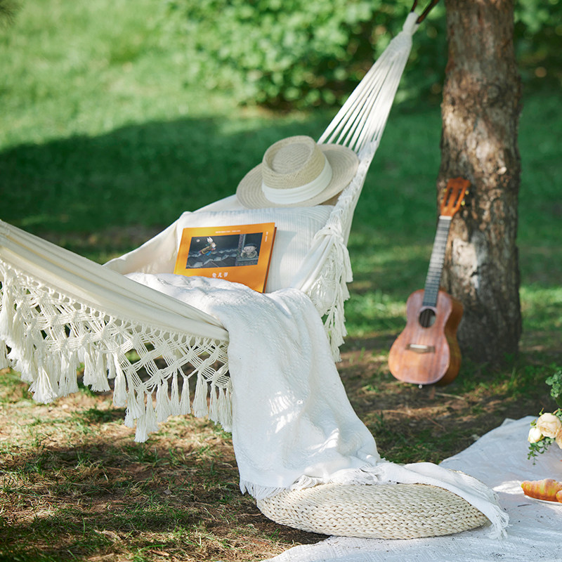 KingCamp吊床户外秋千防侧翻涤棉流苏吊床单人便携户外露营吊床