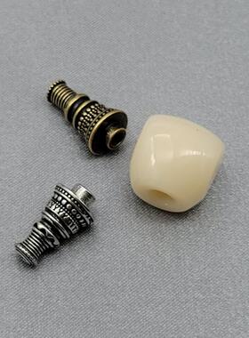 雪巴琉璃分体三通佛头文玩佛珠diy配饰。宽厚12mm