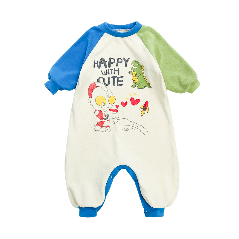 男童睡衣秋冬男宝宝加厚奥粒绒连体防踢睡袋小童男孩双面绒爬服 - 图3