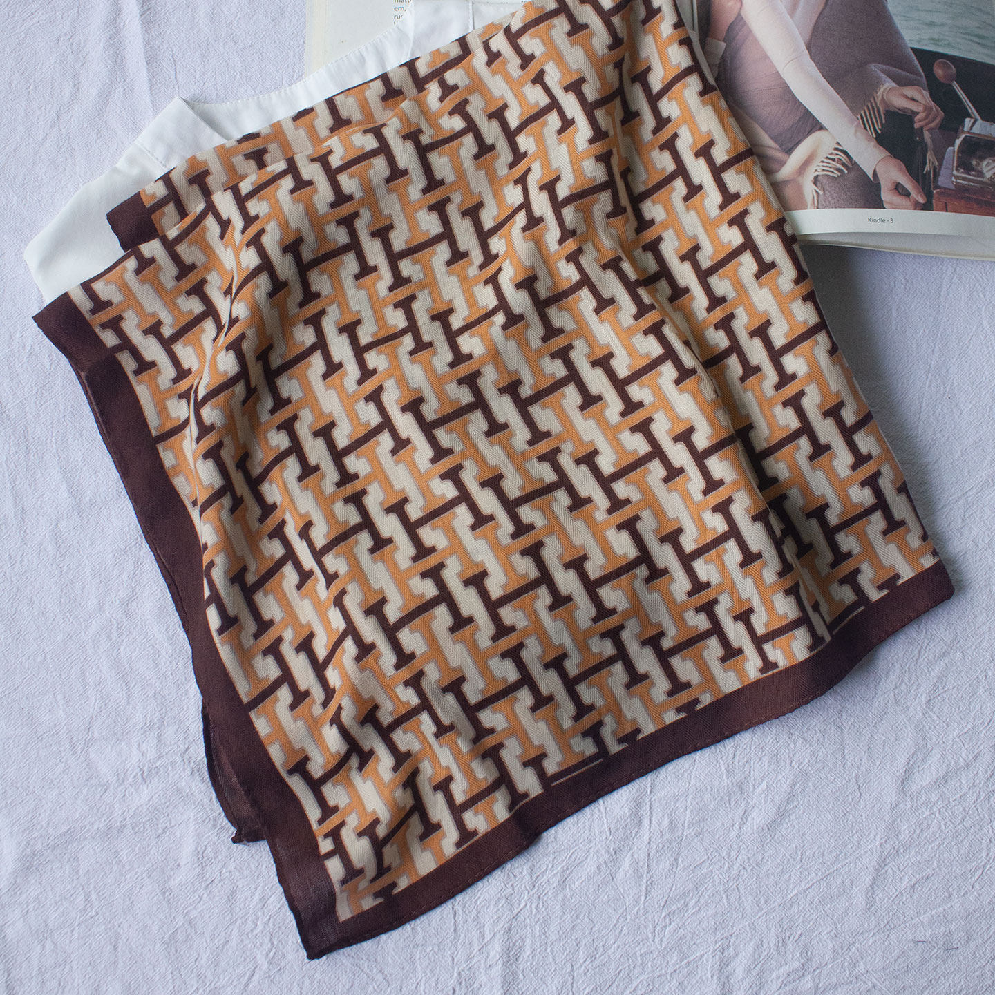 高级感棉麻腰果图案小方巾丝巾2025秋冬新款女式薄款护颈百搭纱巾