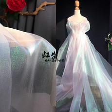 органза 高密人鱼纱印度纱欧根纱布料闪光纱海洋世界舞蹈表演服设计师面料