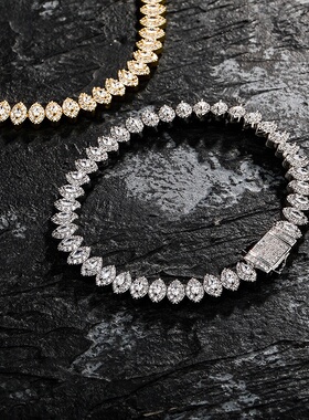 8MM欧美跨境热销上帝之眼嘻哈手链项链满锆石弹簧扣男女个性配饰