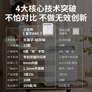 小白熊消毒柜婴儿带烘干宝宝专用紫外线奶瓶消毒器二合一体机星空