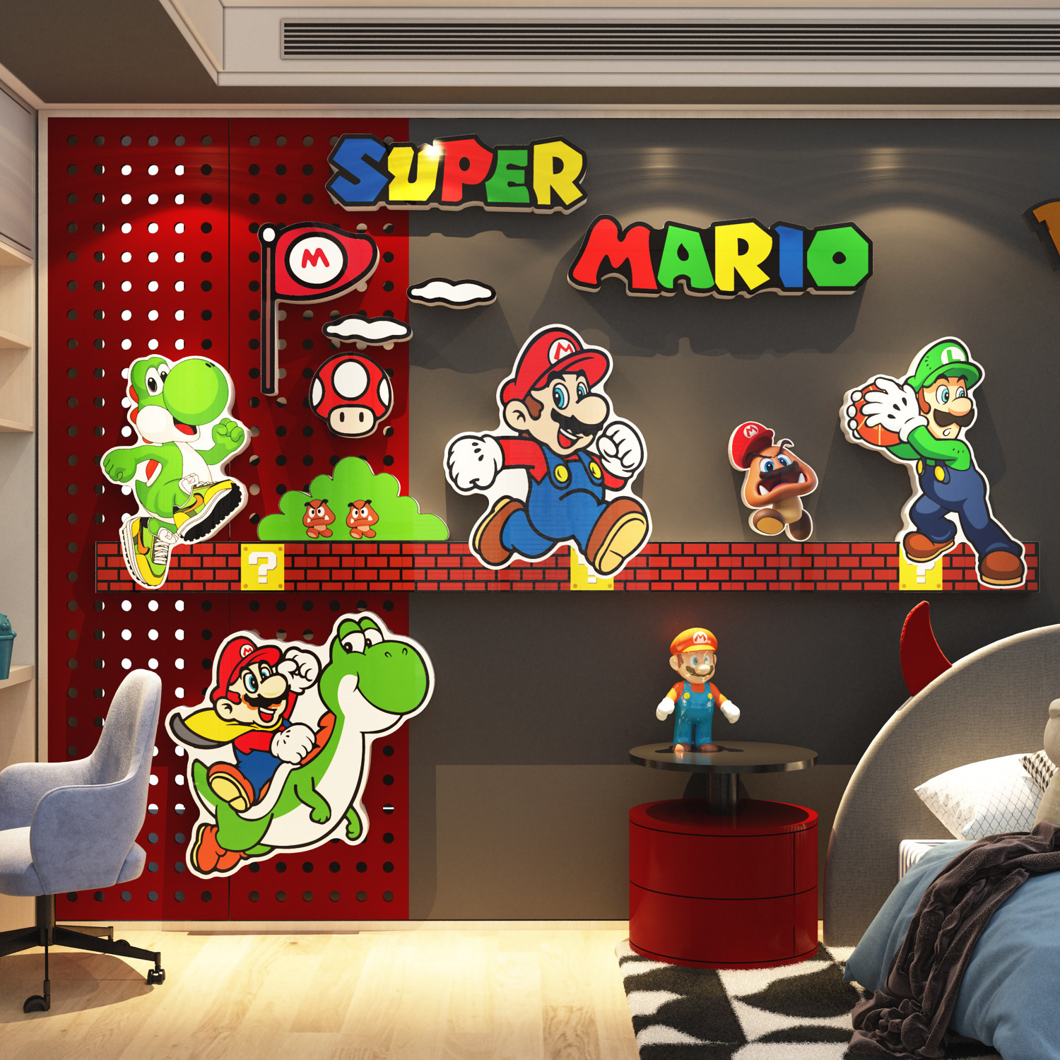 马里奥立体网红电竞房间装饰网吧咖玩城背景墙面氛围布置贴纸挂画,淘宝优惠券,粉丝福利购,淘宝优惠卷