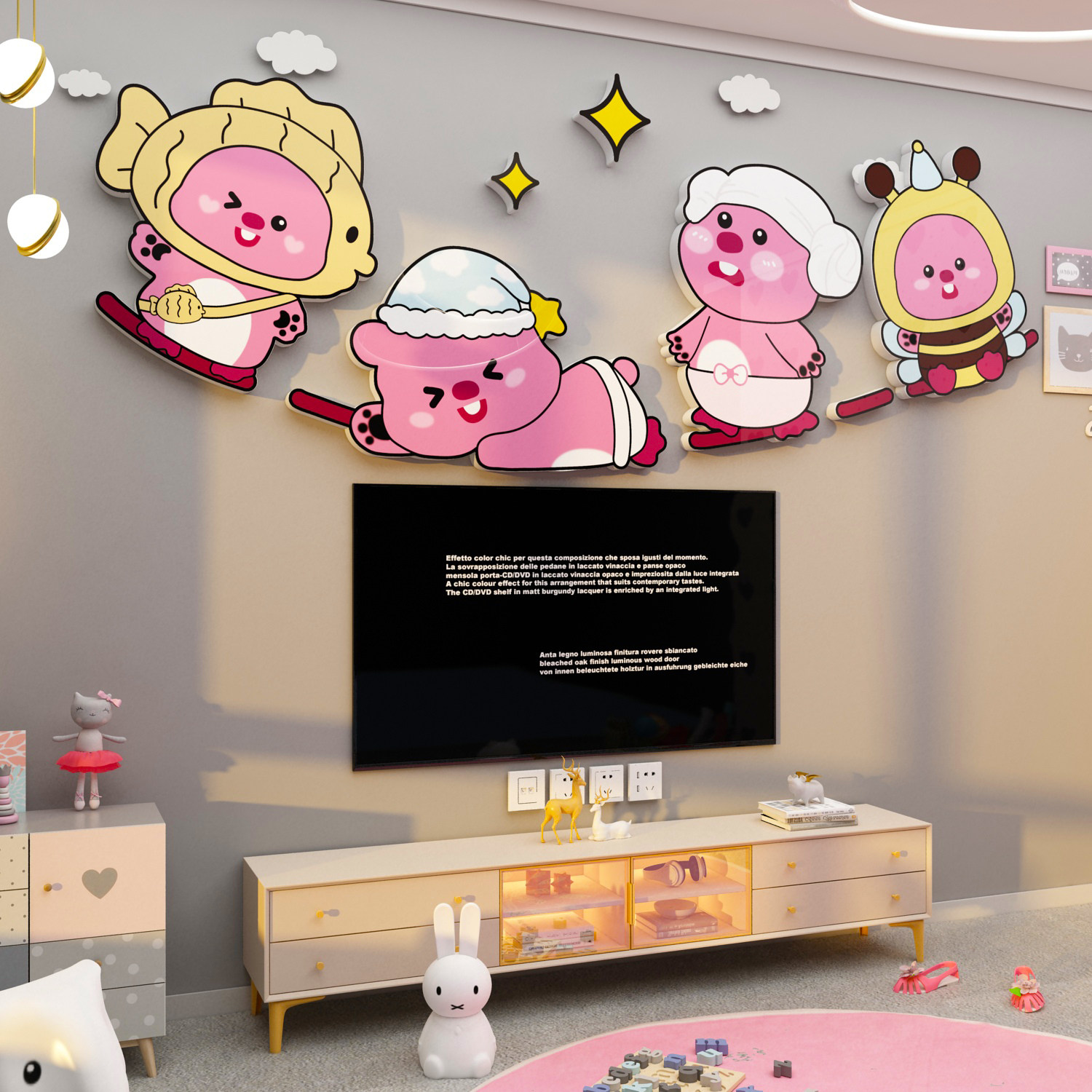 女孩卧室床头公主全套背景挂画儿童房间布置装饰3d立体墙面贴纸,淘宝优惠券,粉丝福利购,淘宝优惠卷