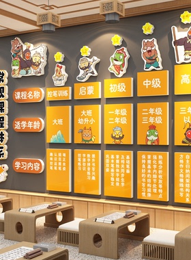 书法教室氛围布置装饰画墙面贴纸环创硬笔作品展示培训班机构文化