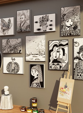 画室氛围布置美术教室装饰墙面工区幼儿园环创材料线素描主题成品