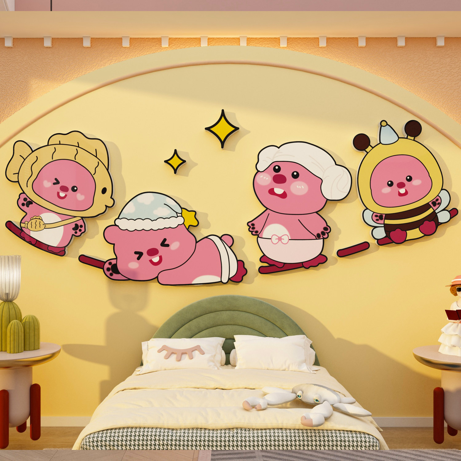 女孩卧室床头公主全套背景挂画儿童房间布置装饰3d立体墙面贴纸,淘宝优惠券,粉丝福利购,淘宝优惠卷