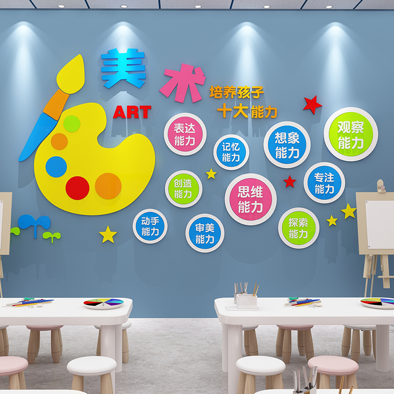 美术工教室布置装饰艺术培训机构文化互动墙面贴纸画室环创幼儿园-图2