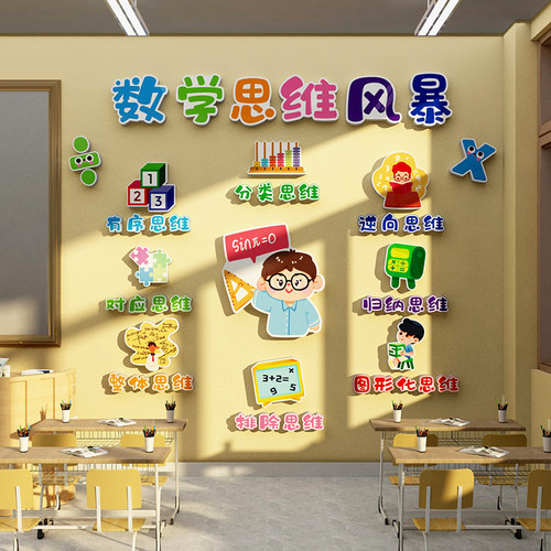 数学思维班级教室育机构文化布置墙贴纸黑板装饰小学氛围励志标语 - 图3