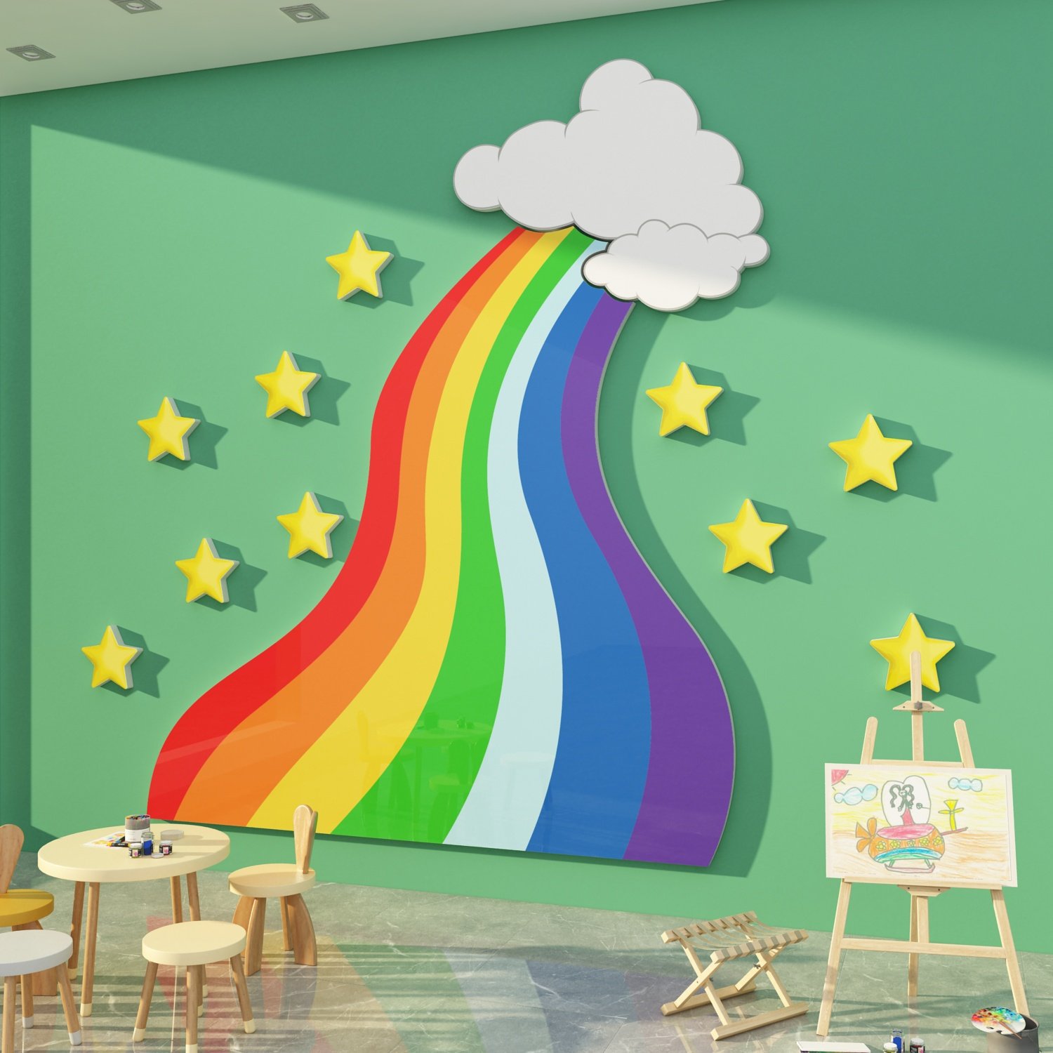 画教室布置美术多巴胺彩虹主题装饰机构文化幼儿园墙贴纸氛围环创,淘宝优惠券,粉丝福利购,淘宝优惠卷