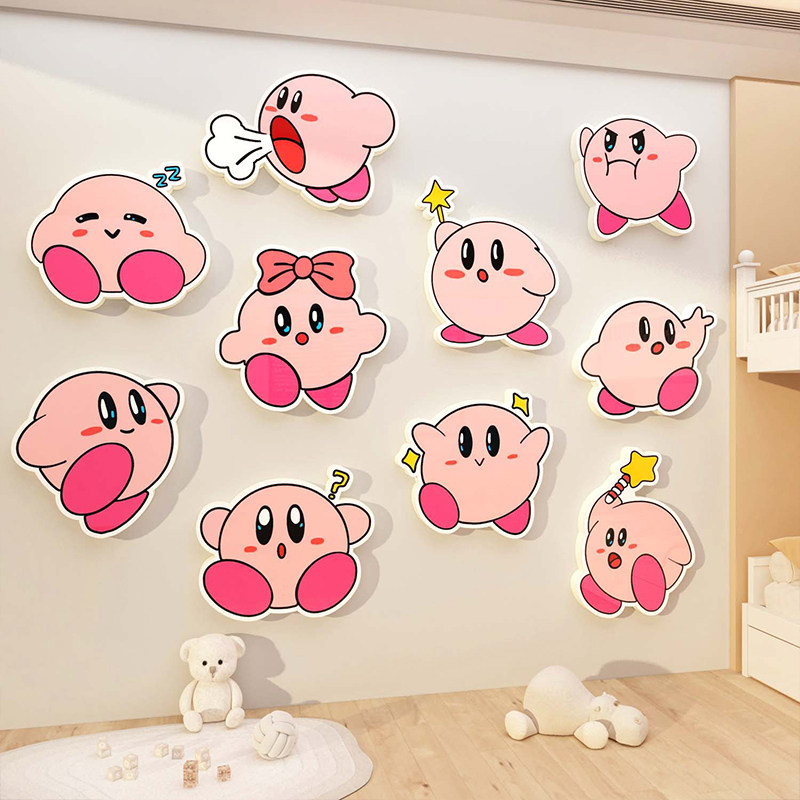 星之卡比儿童房间3d立体墙面装饰门贴纸公主女孩海报床头布置挂画,淘宝优惠券,粉丝福利购,淘宝优惠卷