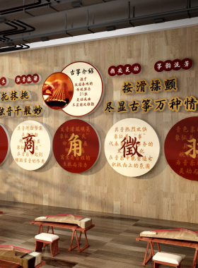 古筝教室布置装饰培训琴房行指法文创音乐工作室创意文化背景墙贴