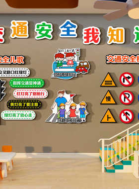 幼儿园环创交通安全小卫士主题文化墙装饰背景布置形象成品黑板报