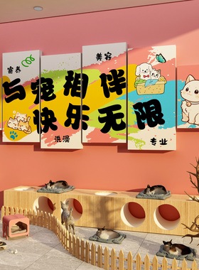 网红打卡宠物店墙面装饰猫咖医院背景形象直播间氛围布置玻璃贴画
