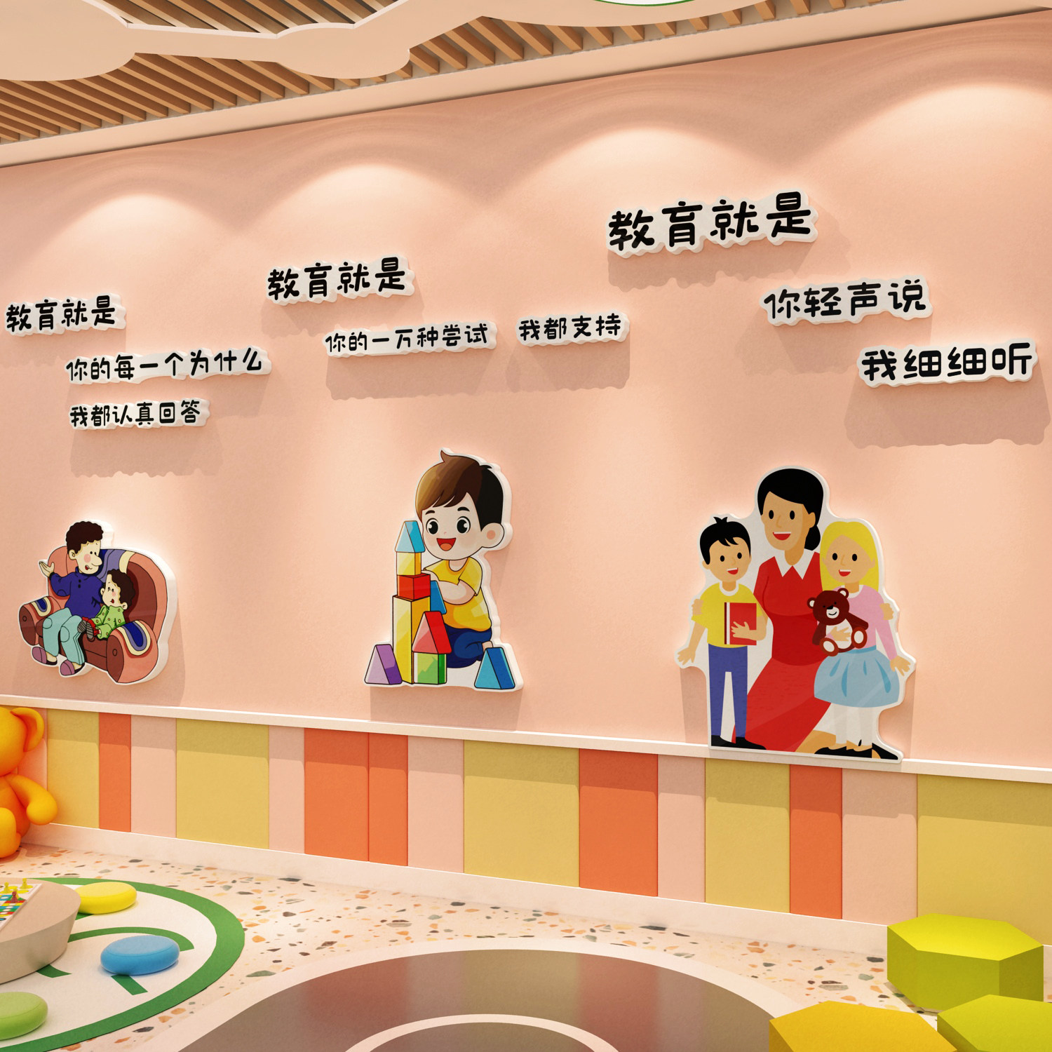 教育就是幼儿园走廊环创主题墙面装饰成品贴材料文化教室布置楼梯,淘宝优惠券,粉丝福利购,淘宝优惠卷