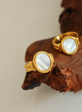 法式复古白海贝戒指43