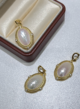 布契拉提风格海水马贝S925银日本极光微瑕万能扣拉丝吊坠复古大气