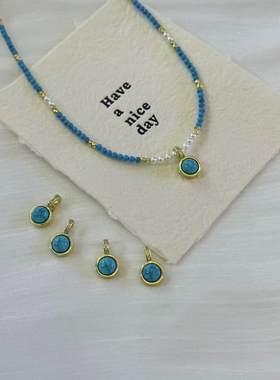 简约复古淡水珍珠绿松项链女款可拆卸珍珠锁骨链轻小众万能扣叠戴