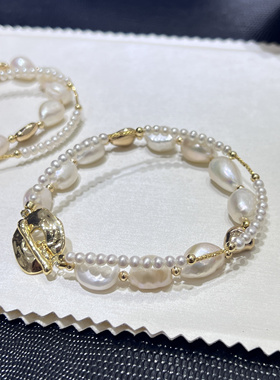 初夏设计款淡水巴洛克珍珠手链女小众精致高级手串高端手饰3-10mm