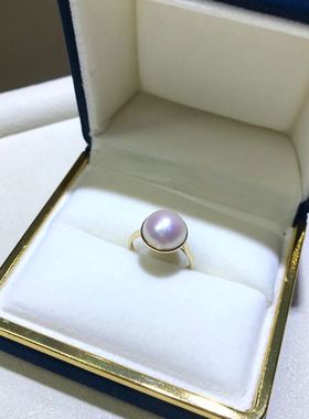 白马经典款光版珍珠戒指G18k气质