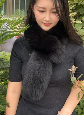 双面狐狸毛围巾皮草围脖女