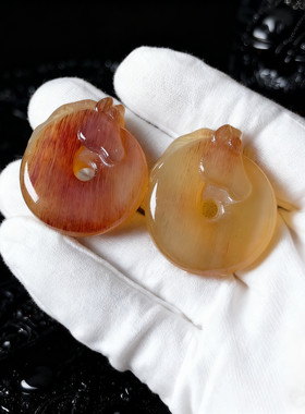 马到成功冰种高端羊角平安扣吊坠