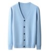 New Spring and Autumn Pure Wool Cardigan Men's V
