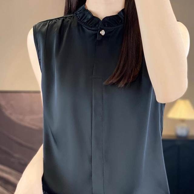 Women's summer premium french sleeveless shirt