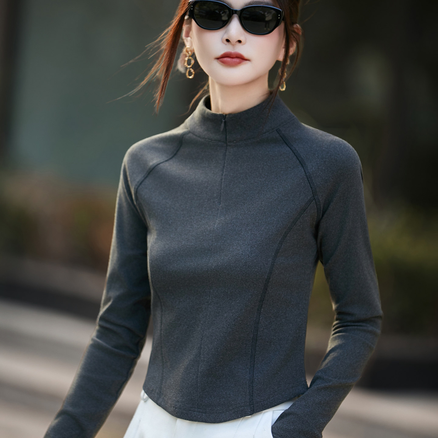 2025秋冬半高领德绒半拉链修身T恤内搭女保暖磨毛气质打底衫上衣,淘宝优惠券,粉丝福利购,淘宝优惠卷