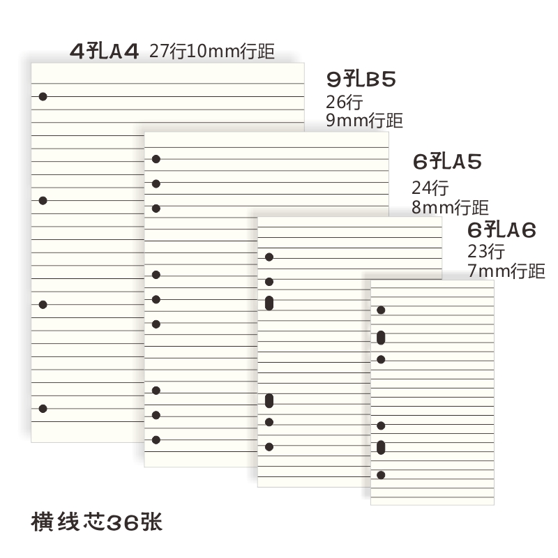 热销简约活页本替芯A4A5A6B5日周月计划TODO网格方格横线空白内页 - 图2