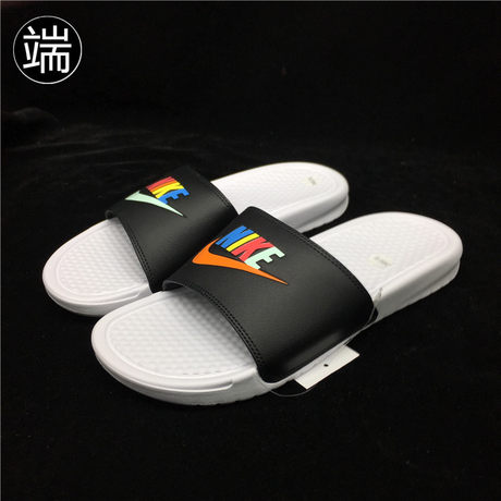 nike rainbow slippers