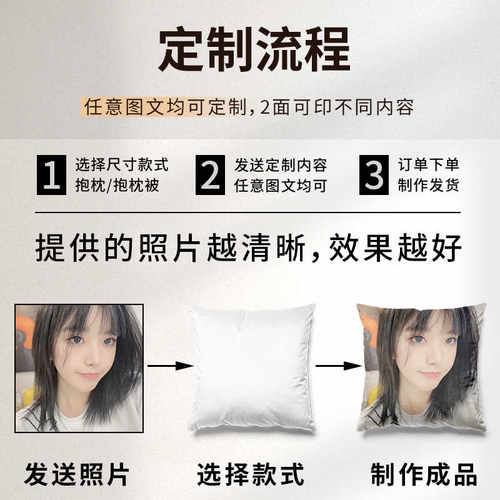 抱枕定制照片来图情侣礼物二合一被子两用四季款枕头双面diy毯子 - 图1