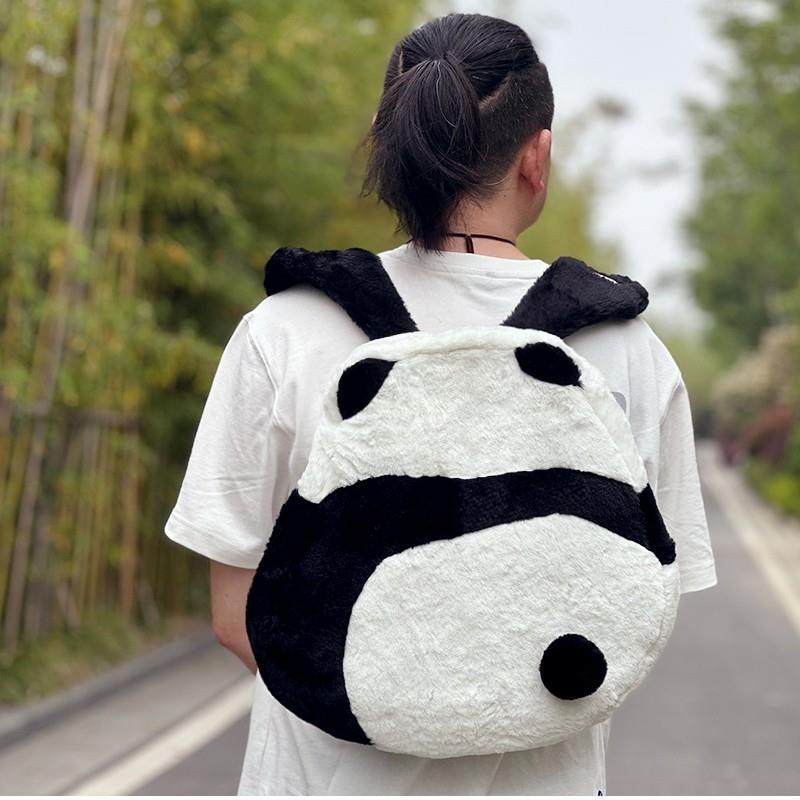 萌兰和花花同款背影熊猫抱枕坐垫可爱靠垫毛绒装饰卡通双肩包挂件,淘宝优惠券,粉丝福利购,淘宝优惠卷
