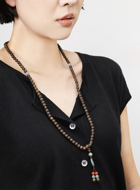 KAKA 新中式国风沉香翡翠平安扣南红玛瑙纳福禅意项链多圈手串女