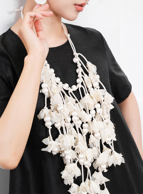 巴黎秀款名媛礼服手工栀子花项链