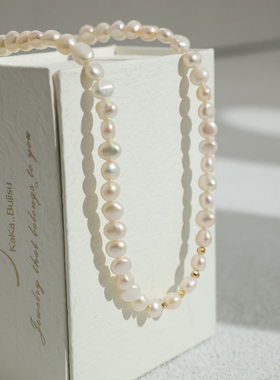 法式925银巴洛克珍珠项链锁骨链